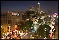 Night view from above of Third Street Promenade. Santa Monica, Los Angeles, California, USA (color)