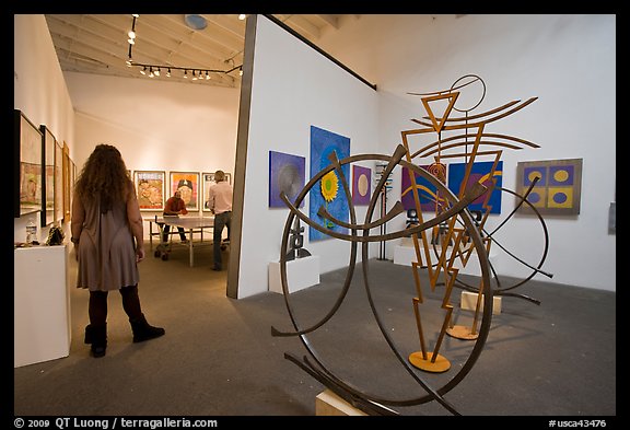 Contemporary art gallery with people playing ping-pong, Bergamot Station. Santa Monica, Los Angeles, California, USA