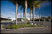 Girl and people park, Bergamot Station arts center. Santa Monica, Los Angeles, California, USA (color)