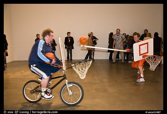 Performance art inside a gallery, Bergamot Station. Santa Monica, Los Angeles, California, USA