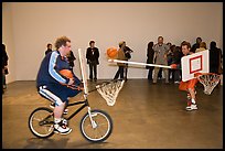 Performance art inside a gallery, Bergamot Station. Santa Monica, Los Angeles, California, USA