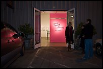 Gallery entrance at night, Bergamot Station. Santa Monica, Los Angeles, California, USA (color)