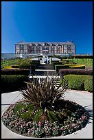 Domain Carneros winery with couple walking upstairs. Napa Valley, California, USA