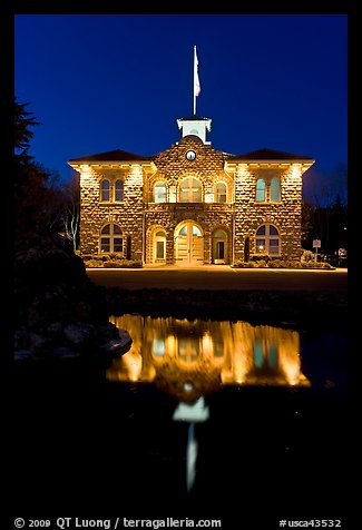 City Hall at night, Sonoma. Sonoma Valley, California, USA