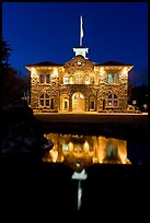 City Hall at night, Sonoma. Sonoma Valley, California, USA (color)