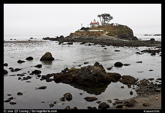 Battery Point Lighthouse on semi-islet, Crescent City. California, USA (color)