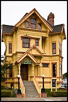 Yellow Victorian house, Eureka. California, USA (color)