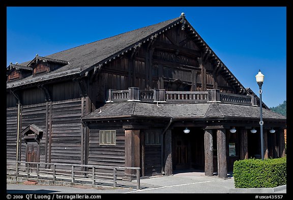 Historic building made of redwood, Scotia. California, USA (color)