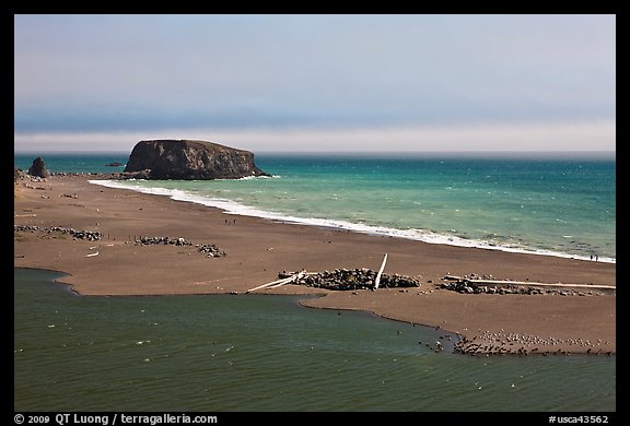 Russian River estuary and beach, Jenner. Sonoma Coast, California, USA (color)