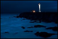 Point Arena Light Station at night. California, USA (color)