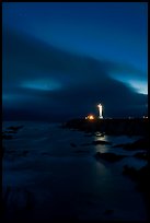 Point Arena Lighthouse and stary sky. California, USA ( color)