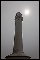Point Arena Lighthouse and sun through fog. California, USA ( color)