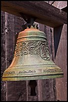 Bell with inscriptions in Cyrilic script, Fort Ross Historical State Park. Sonoma Coast, California, USA