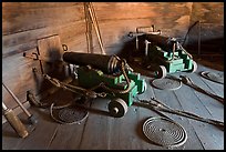 Cannons inside gun room,  Fort Ross Historical State Park. Sonoma Coast, California, USA ( color)