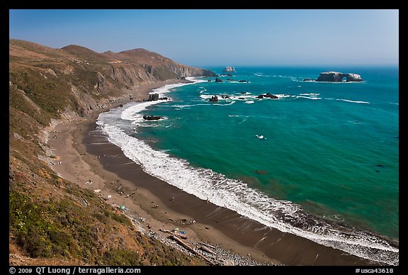 Beach and turquoise waters, late summer. Sonoma Coast, California, USA