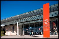 Facade and sign, California Academy of Sciences, Golden Gate Park. San Francisco, California, USA