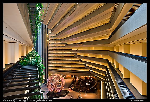 Modernistic architecture, Hyatt Grand Regency. San Francisco, California, USA (color)