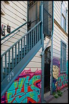 Mural at the bottom of house facade, Mission District. San Francisco, California, USA ( color)