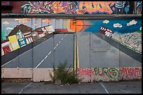 Floor and garage door with painted road, Mission District. San Francisco, California, USA (color)