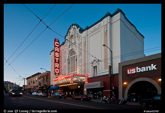 Castro theater at dusk. San Francisco, California, USA (color)