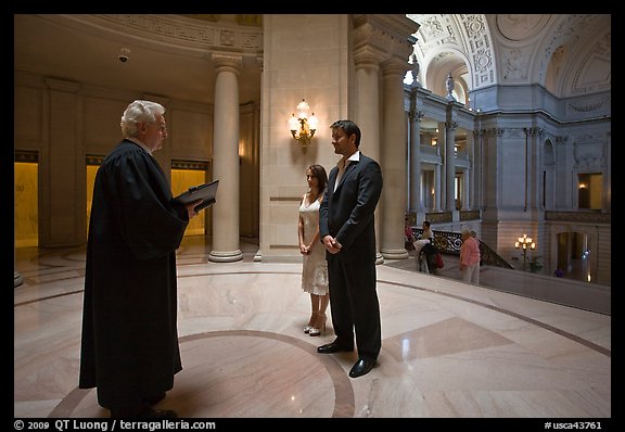 Civil wedding, City Hall. San Francisco, California, USA (color)