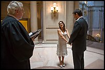 Marriage in the City Hall rotunda. San Francisco, California, USA (color)