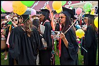 Women students with ballon, commencement. Stanford University, California, USA