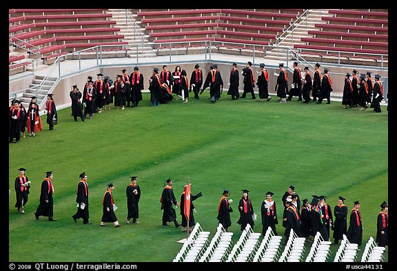 Class of 2009 lines up to seat for commencement. Stanford University, California, USA