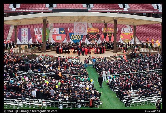 Beginning of commencement ceremony. Stanford University, California, USA (color)