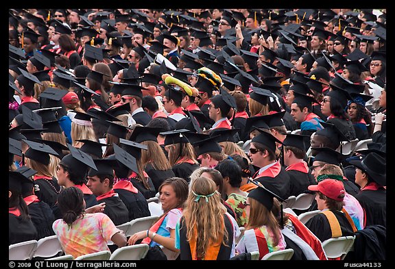 Graduates in academic regalia. Stanford University, California, USA
