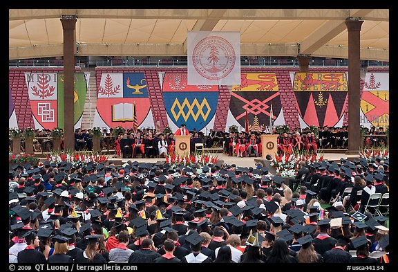 University President addresses graduates during commencement. Stanford University, California, USA