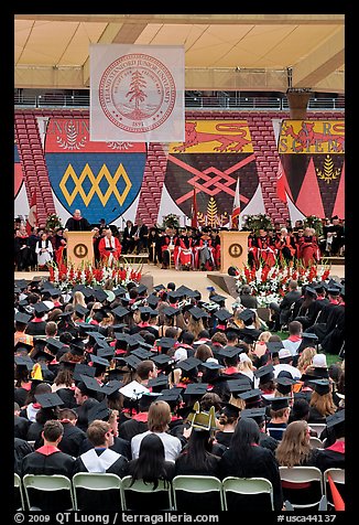 Justice Anthony Kennedy address new graduates at commencement. Stanford University, California, USA