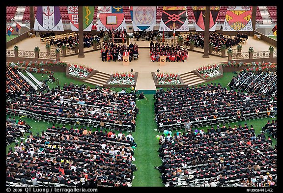Students and university officials during commencement ceremony. Stanford University, California, USA