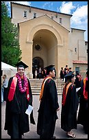 Students in academicals lined up in front of Memorial auditorium. Stanford University, California, USA