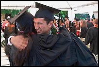 Just graduated students hugging each other. Stanford University, California, USA