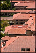 Red tiles rooftops seen from above. Stanford University, California, USA