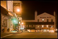 Main street and National Hotel by night, Jackson. California, USA ( color)