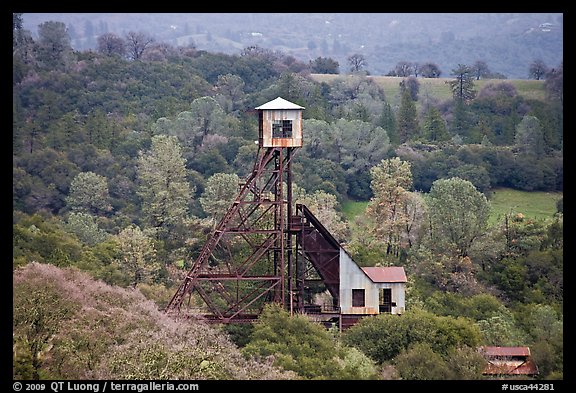 Hills and Kennedy Mine structures, Jackson. California, USA (color)