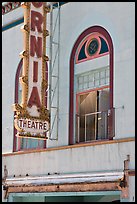 California Theater facade detail, Dunsmuir. California, USA (color)