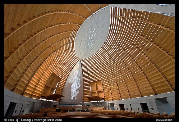 Worship space in vesica pisces shape, Cathedral of Christ the Light. Oakland, California, USA