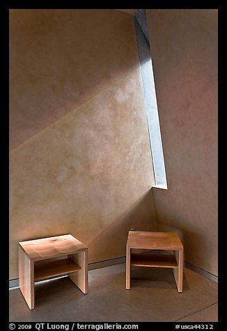 Chairs in modern chapel interior, Oakland Cathedral. Oakland, California, USA (color)