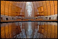 Interior reflected in Baptismal font, Oakland Cathedral. Oakland, California, USA (color)
