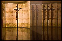 Christ and reflections, mausoleum, The Cathedral of Christ the Light. Oakland, California, USA (color)