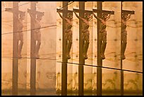 Multiple reflections of Christ, mausoleum, Christ the Light Cathedral. Oakland, California, USA