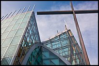 Looking up cross, Christ the Light Cathedral. Oakland, California, USA