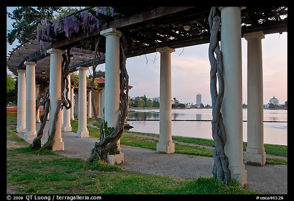 Colonade at dusk, Lake Meritt. Oakland, California, USA (color)