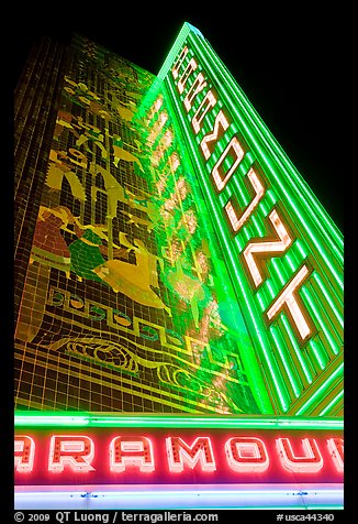 Paramount Theater at night. Oakland, California, USA