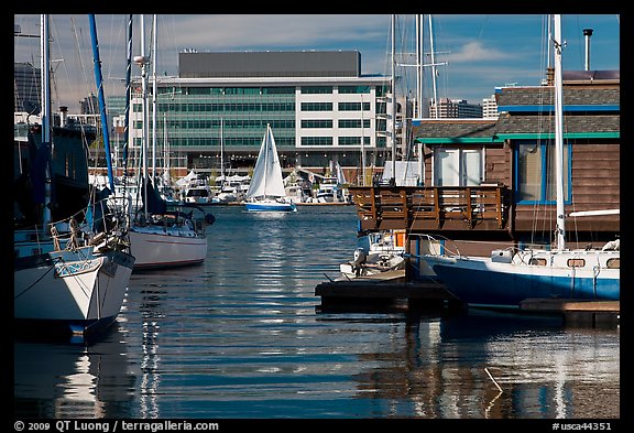 Yachts and houseboats, Alameda. Oakland, California, USA (color)