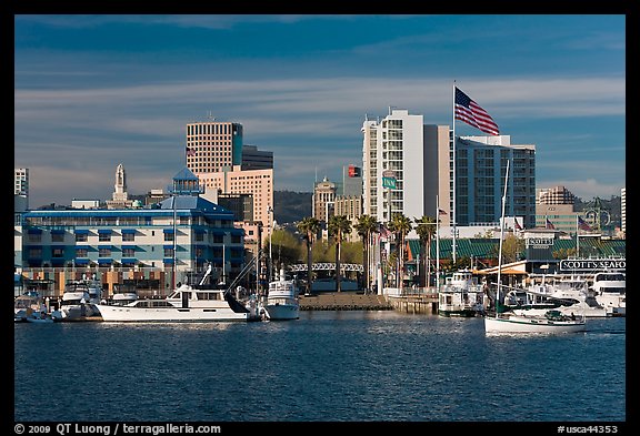 View of Oakland harbor and Jack London Square. Oakland, California, USA (color)