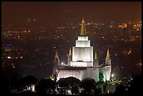 Church of Jesus Christ of LDS by night. Oakland, California, USA